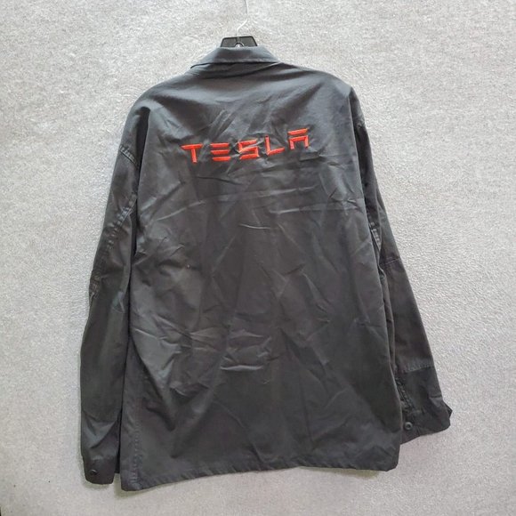 Tesla Men Shirt Jacket  XL Black‎ Model S Embroidered Spellout NWT - Picture 1 of 8